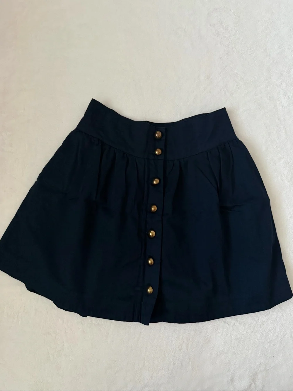 Forever 21 Navy with Gold Buttons Mini Skirt Medium Cotton A-Line Academia
